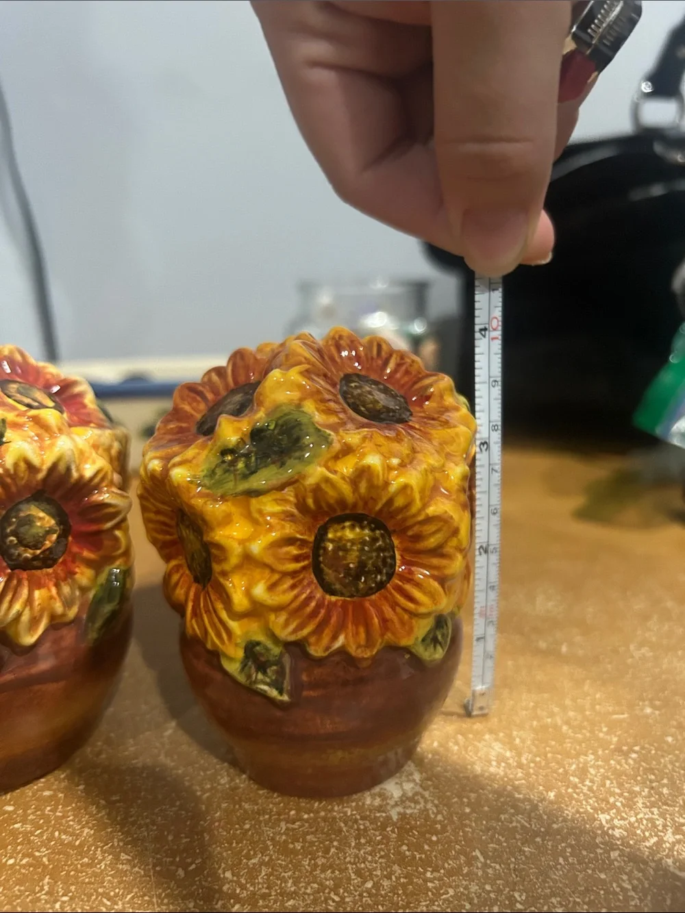 Sunflower Ceramic Salt and Pepper Shaker Set - Yellow Brown